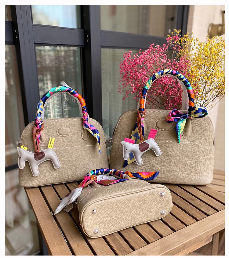Bowling Ball Baotou Layer Cowhide Portable Female Single Shoulder Cross-body