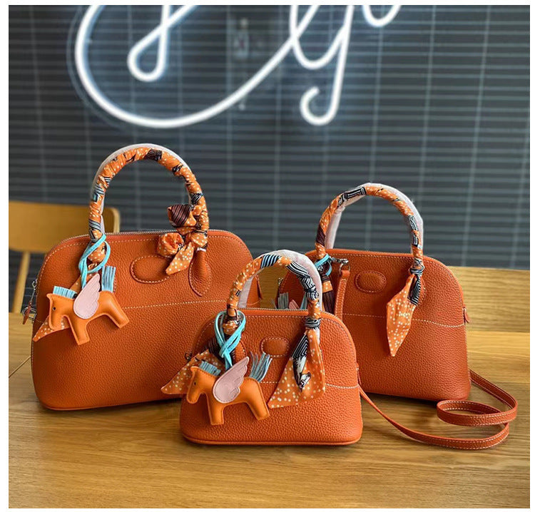Bowling Ball Baotou Layer Cowhide Portable Female Single Shoulder Cross-body